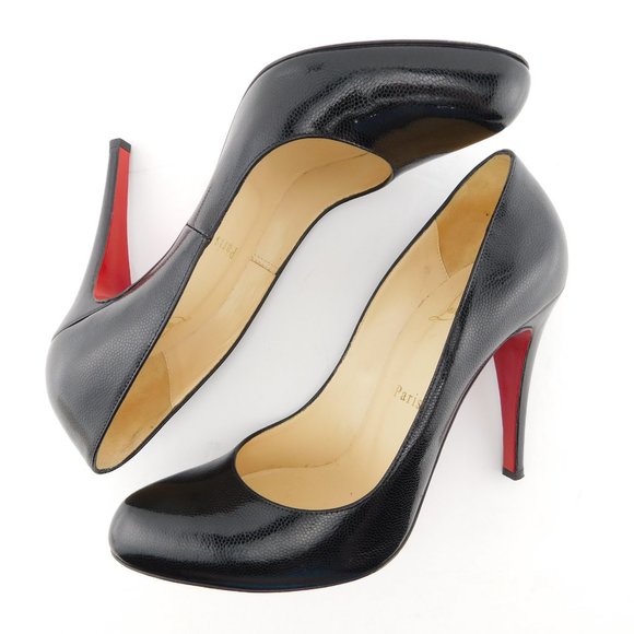 CHRISTIAN LOUBOUTIN Black Leather Heel Pumps 38.5 - Picture 6 of 9